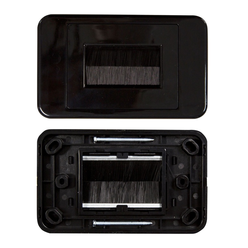 DYNAMIX AV Brush Plate. Ideal for Streamlining your Home Theater, Network, & Office Wire Installations. Soft, Densely Packed Nylon Bristles Protect Cable Jackets from Damage. Black Colour.