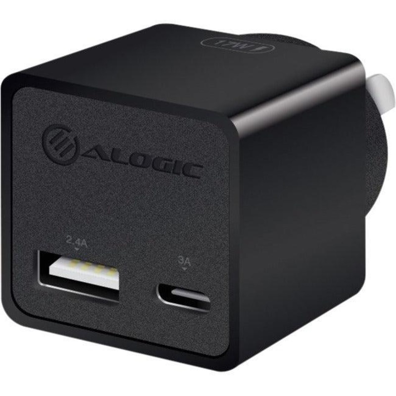 2 PORT USB-C&USB-A WALLCHARGER 17W BLACK