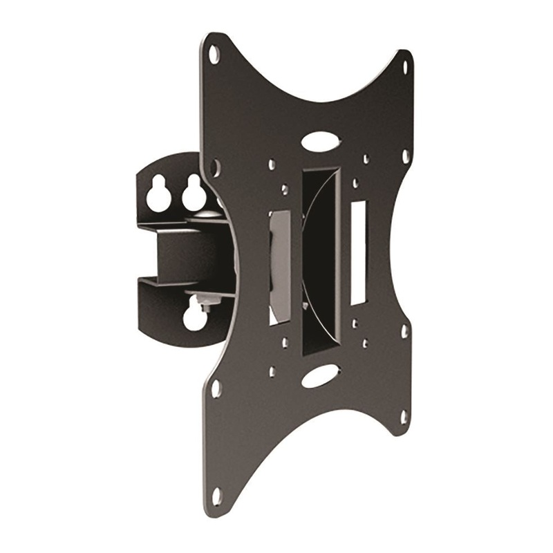 BRATECK 23”-42” Pivoting wall mount bracket. Tilt and swivel. Supports VESA 75×75,100×100,200×100,200×200. Max Load 30Kgs. Hidden cable management. Colour Black.