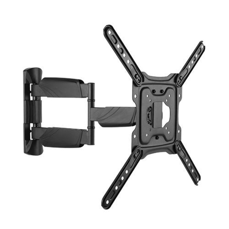 BRATECK 23”-55” Full motion TV wall mount bracket. Extend, tilt and swivel. VESA Support up to: 400×400 Max load: 35kg. Profile: 49-515mm. Hidden cable management. Colour: Black.