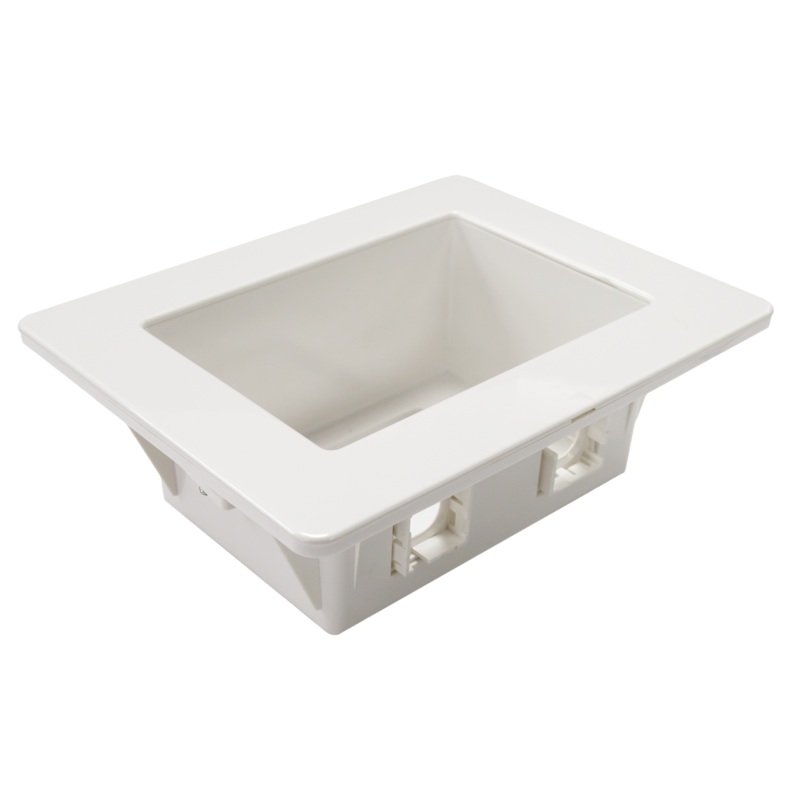DYNAMIX Recessed Wall Box with 2x AMDEX style outlets and 1x GPO Slot. Suitable for 70 & 90mm wall cavities. Floating Gib Install ONLY Outside face: 185 x 145mm. Recess: 166 x 100mm. Depth: 63mm.