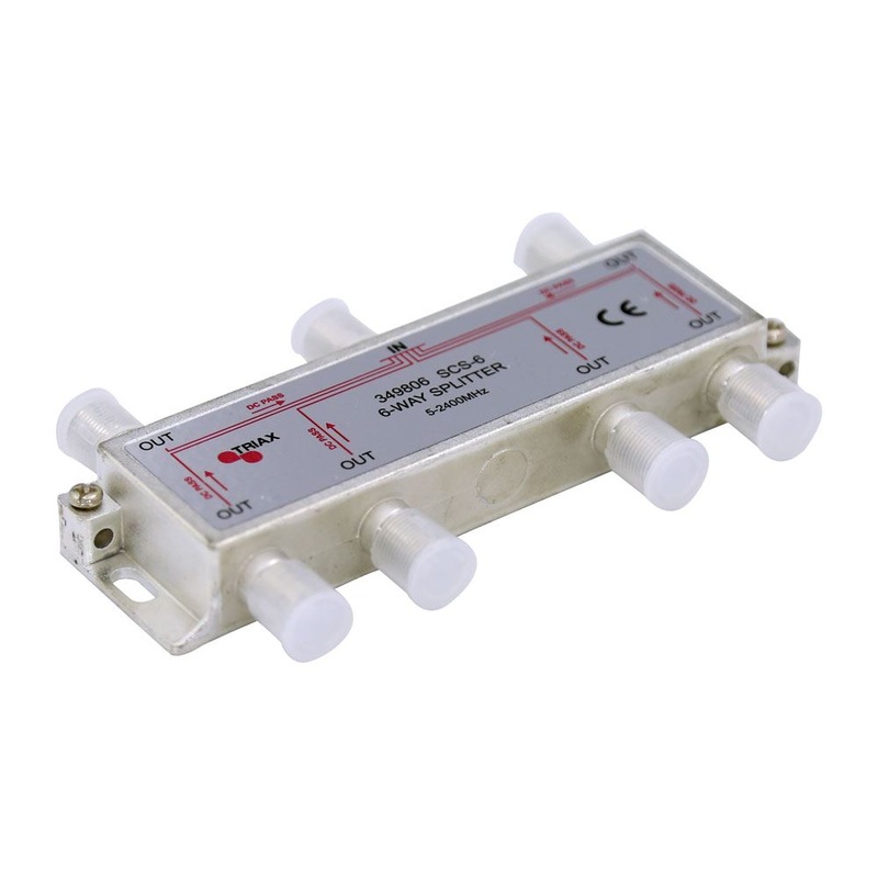 TRIAX RF 6-Way Splitter 5-2400MHz. All ports power pass – diode steered.